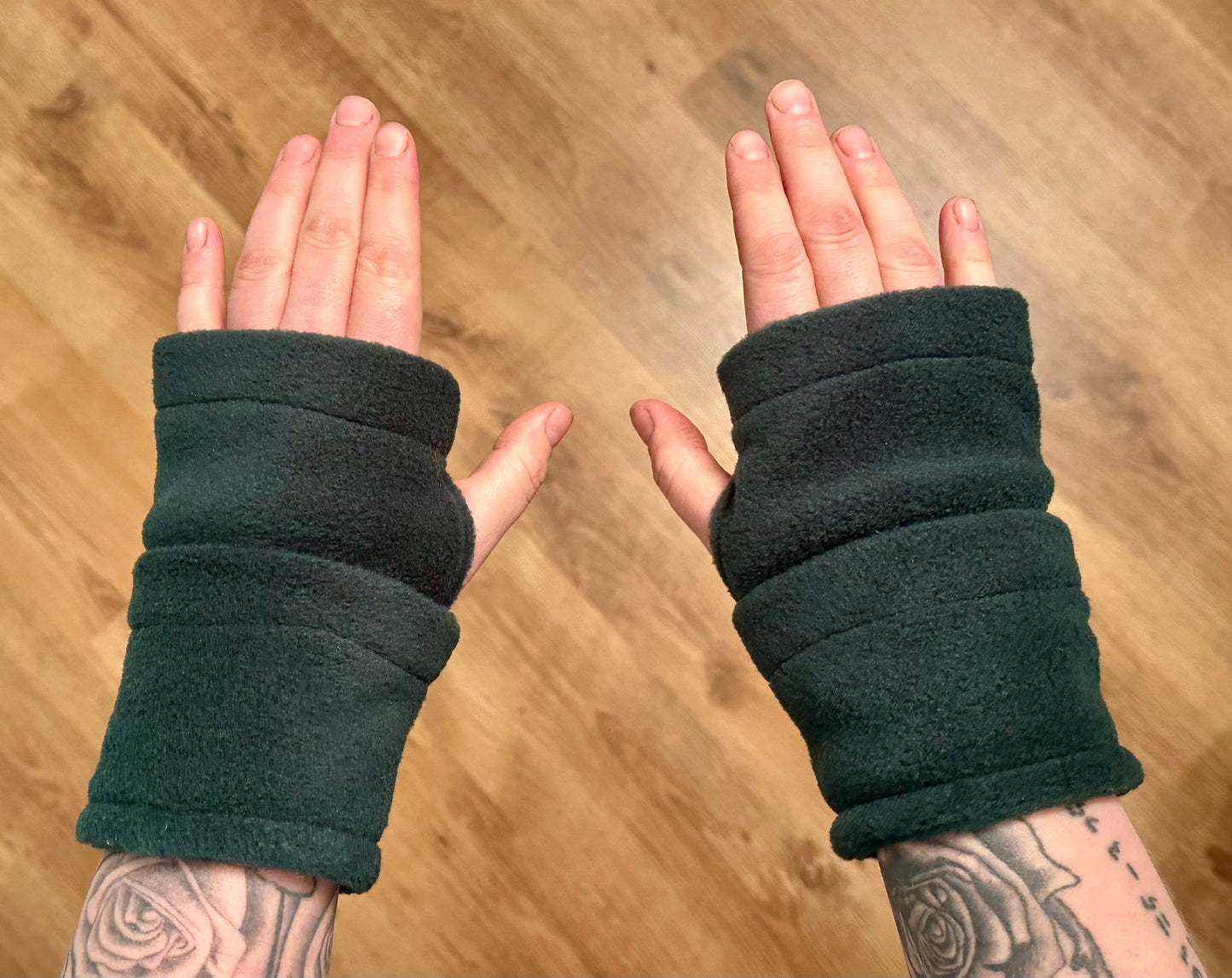 Bottle Green Fleece Hand Warmers