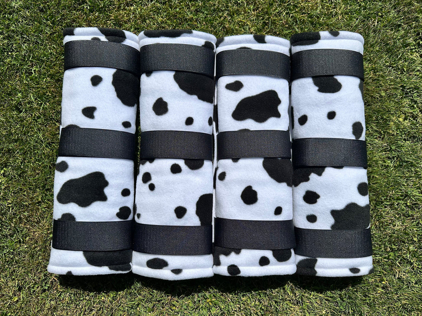 Full Size Cow Print Fleece Stable Boots