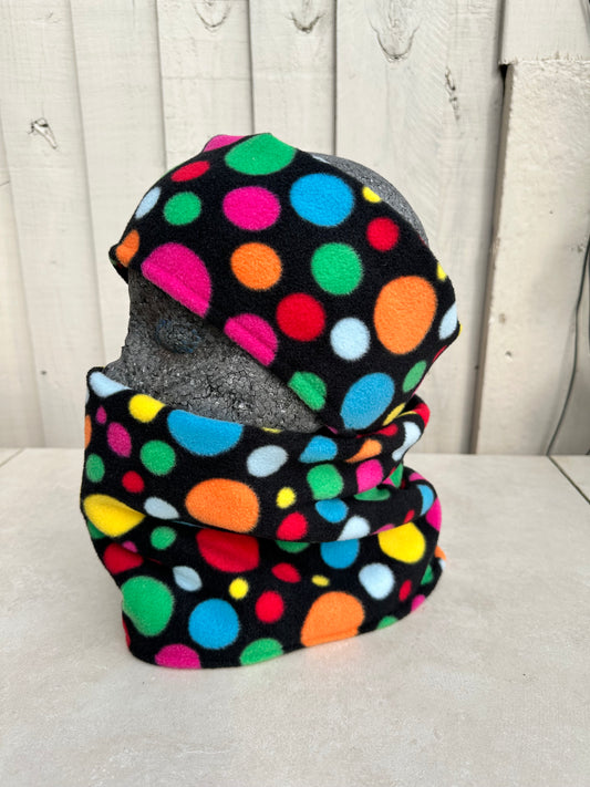 Black & Multi Coloured Spots Ear & Neck Warmers Set