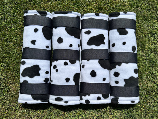 Full Size Cow Print Fleece Stable Boots