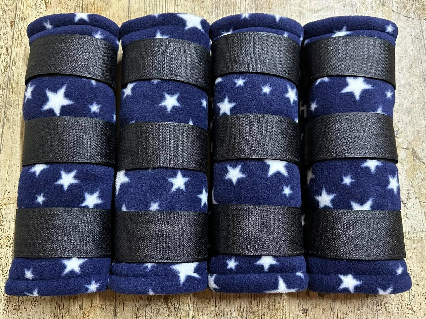 Large Pony Navy & White Stars Fleece Leg Wraps