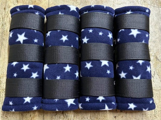 Large Pony Navy & White Stars Fleece Leg Wraps